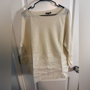 Lafayette 148 New York Cream Crew Neck linen Sweater size m EUC